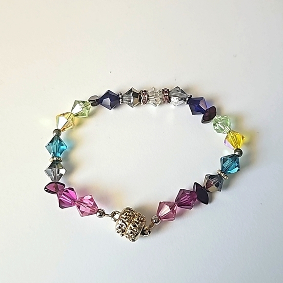 Swarovski Bicone Crystal Spectrum Rainbow Beaded Bracelet - Picture 1 of 4